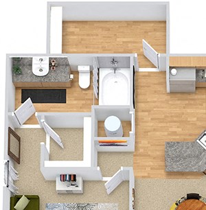 Henshaw 3D Henshaw 3D. 2 bedroom apartment. Kitchen with bartop open to living/dinning rooms. 2 full bathrooms, shower stall in guest. Walk-in closets. Patio/balcony. Storage room.